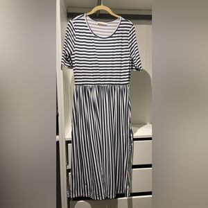 Modern Soul Midi Dress - Navy/White Stripe, Women’s L